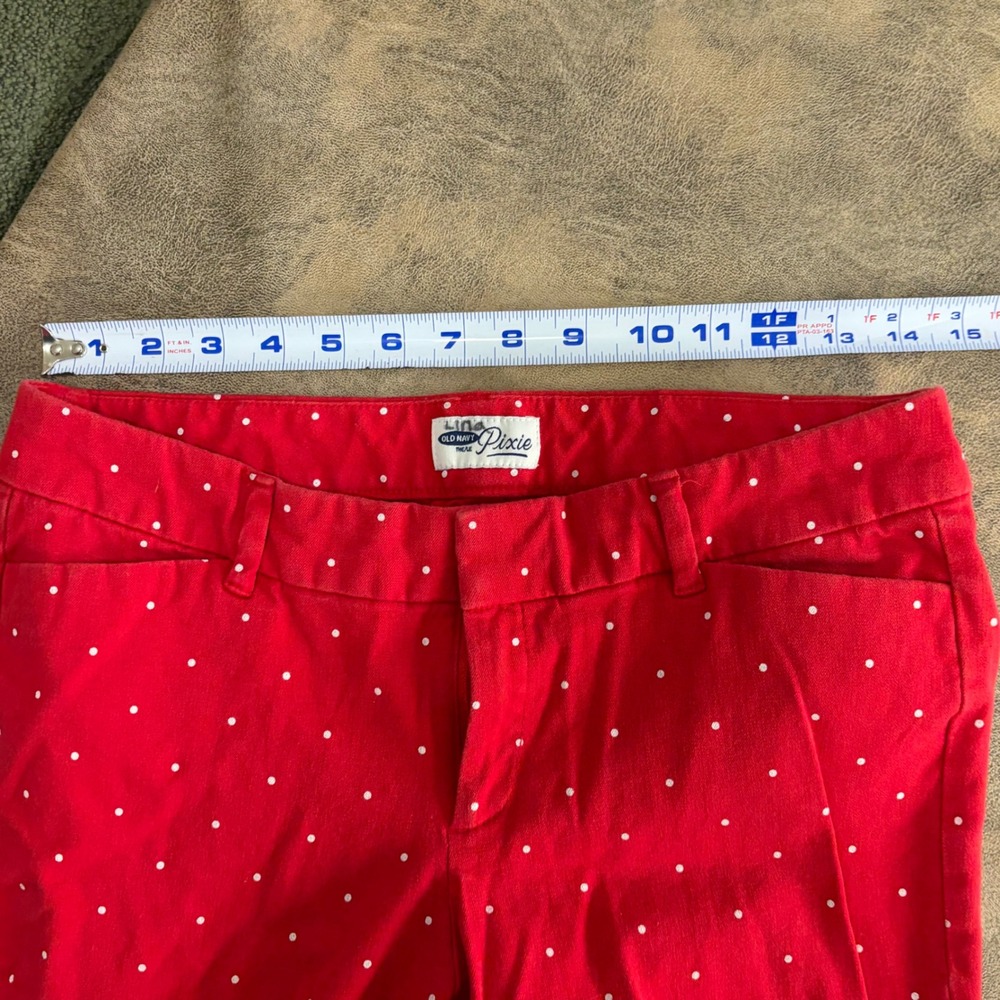 Old Navy Pixie Pants Womens 10 Regular Red Polka Dot Ankle Length Slim Trousers - Picture 7 of 14